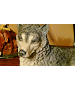 16&quot; Grey Wolf Glassy Grey Eyes Poly Resin Statue Figurine Sculpture. - £39.85 GBP