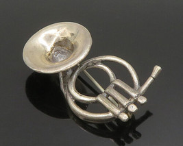 JEWELART 925 Silver - Vintage French Horn Instrument Brooch Pin - BP9514 - £51.16 GBP