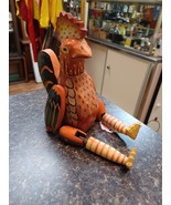 Carved Wooden Rooster Hand Painted Jointed Shelf Sitter Figurine 7” Prim... - $40.69 CAD