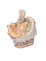 Vintage 1998 baby shower buggy bunny bear puppy dog rabbit trinket Box Gift - £13.55 GBP