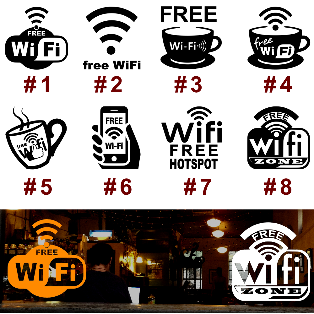 Primary image for Free Wi-Fi Vinyl Decal Sticker Business Door Offices Store Window Internet Spot 