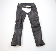 Vintage 70s Streetwear Mens 34 36 Distressed Backless Leather Chaps Moto... - $2,327.09 MXN