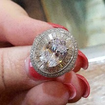 6Ct Oval Schnitt Diamant Halo Cocktail Vintage Verlobungsring 14K Weiß Gold Lack - £94.88 GBP