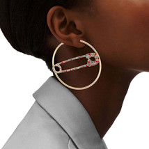 Multi Color Stone Safety Pin Hoops - $39.49