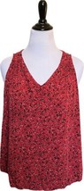 Old Navy Top Size XL Red Black Printed Sleeveless V Neck Blouse Cut Out ... - $14.85