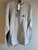 adidas Mens Game &amp; Go Small Logo Pullover Hoodie Grey Size Medium JJ1179 - $23.75