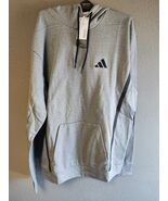 adidas Mens Game &amp; Go Small Logo Pullover Hoodie Grey Size Medium JJ1179 - $23.75