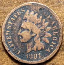 1881 Indian Head Cent Penny Good Dark Patina - £4.52 GBP