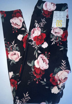 NEW LuLaRoe OS One Size (2-10) Black Red Pink Mauve Green Roses Floral Leggings - £22.15 GBP