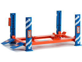 Adjustable Four Post Lift &quot;NOS Nitrous Oxide Systems&quot; Blue and Orange for 1/18 - £58.17 GBP