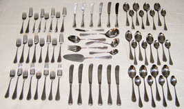 Vintage Towle Stainless Steel Beaded Antique Flatware SET- 67 Pc. Service For 12 - £271.43 GBP
