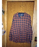 Izod Saltwater Shirt Mens Size XXL Orange Blue &amp; White Plaid Long Sleeve... - £15.40 GBP