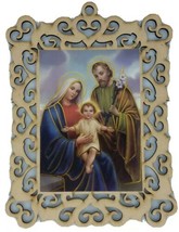 Holy Family Sagrada Familia Jesus Christ Mary &amp;Joseph Christian Wood Icon plaque - £9.49 GBP