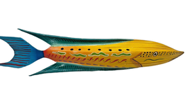 Large 27&quot; Wood Hand-Painted Tropical Fish Wall Hanging Bright Colorful Island - £34.81 GBP