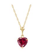 18-Inch Heart Ruby Pendant Necklace, 9k Solid Gold Chain, Lab Grown AAA ... - $6,067.57 MXN+