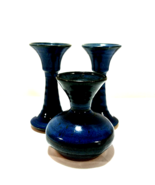 Studio Art Pottery Candlestick Holders and Vase Set Blue Candle Holders ... - £32.61 GBP