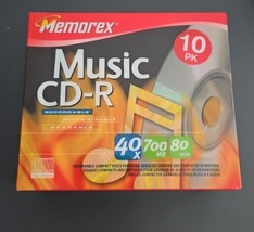 Memorex CD-R Music 10 Pack 40 X 700MB/Mo 80 Minute Recordable Media New Sealed  - £12.89 GBP