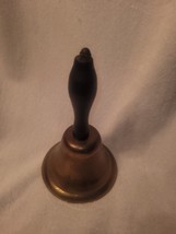 Vintage Brass 7.5&quot; Schoolhouse? Bell With Wooden Handle gift item - £64.17 GBP