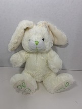 American Greetings plush white Easter bunny rabbit green stitching carro... - $9.89
