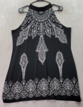 Monroe and Main Mini Dress Women&#39;s XL Black White Geo Print Sleeveless Crew Neck - £19.67 GBP