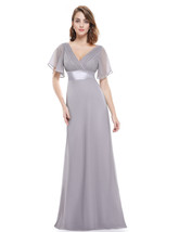 Ever-Pretty US Long V-neck Bridesmaid Dresses Short Sleeve Wedding Gowns... - £25.84 GBP