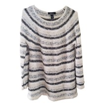 Style &amp; Co Ivory Metallic Striped Cable Knit Sweater - £10.59 GBP