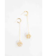 Floral Ball Drop Hoop Earrings - £29.58 GBP