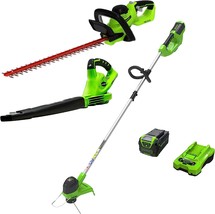 Greenworks 40V Blower, 40V Hedge Trimmer, 4Ah Battery, And Charger; 40V 12&quot; - $411.97