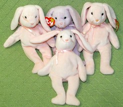 Ty B EAN Ie Babies Rabbit Lot Hoppity Floppity Bunny Plush Stuffed Animals Pink - £17.77 GBP
