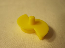 1990 MB Travel Games - Perfection game piece: Yellow Puzzle Shape #7 - $1.50