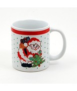 Santa with Christmas Holiday Tree Coffee Mug 8 oz 227 ml Glass Tea Cup - $4.74