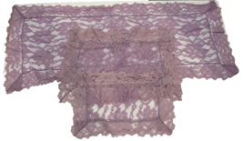 Set of 3 Doilies Lace Purple Lavender Dresser Scarves Night Stand Rectangular - £10.23 GBP