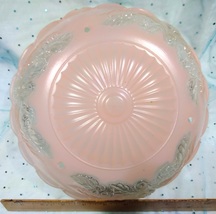 Antique 10.25&quot; Frosted Pink Glass 3-Hole Art Deco Light Shade Ceiling Fi... - £25.80 GBP