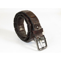 Men Genuine Leather Belt PIERO ROSSI Turkey Crocodile print Hand Stitch 69 Brown image 4