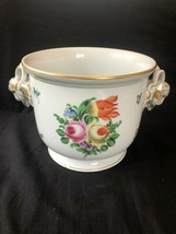 Ancien Grand Peint à la Main herend cache pot Avec Fleurs Et RAM Têtes 7282 Ap - $298.79