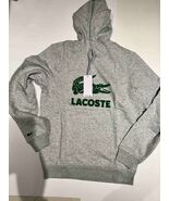 Lacoste Crackled Print Logo Hoodie FLEECE HEATHER GRAY SIZE S ONLY - $96.56 CAD