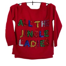 Francesca&#39;s Long Sleeve Ugly Christmas Sweater Bells Red Cold Shoulder L NWT - £30.96 GBP