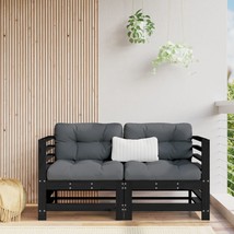 Corner Sofas with Cushions 2 pcs Black Solid Wood Pine - £119.47 GBP