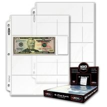 3 packs of 100 (300) BCW 2 ¾" x 6 ¾" Currency 4-Pocket Pro Binder Pages - $69.04