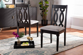 Kaira Gray Fabric Dark Brown 2Pc Dining Chair Set - $3,059.67 MXN