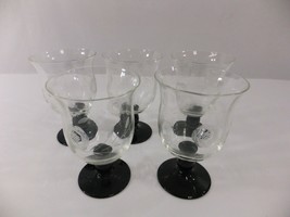 Etched Glass Black Stem Glasses Wine Cocktail Water France Arcoroc Lumin... - $48.37