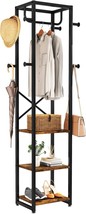 Freestanding Hall Tree With 3 Shelves And 8 Hooks, Rustic, Bedroom Utmj0... - £48.73 GBP