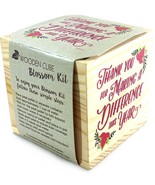 Wooden Cube Blossom Kit 3&quot; Planter “Thank You For Making A Difference Th... - $5.38