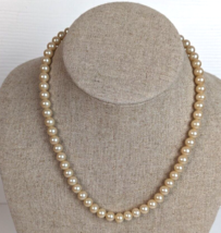 Vintage Single Strand Pearl Necklace 50s Champagne Pearlized Glass MCM J... - £15.56 GBP