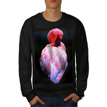 Wellcoda Pink Flamingo Feather Mens Sweatshirt, Bird Casual Pullover Jumper - £24.24 GBP+