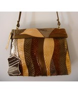 NWT $130 Brown Leather Snakeskin Patchwork Purse Convertible Shoulder Ba... - £41.41 GBP