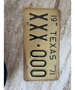 Vintage 1971 Texas Sample License Plate  XXX 000 - €42,79 EUR