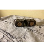 vintage cheyenne wyoming saddle salt and pepper shakers Metal Cork Bottom - $20.58 CAD