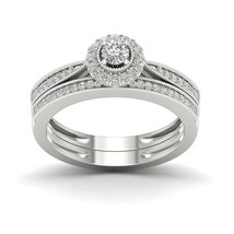 10K White Gold 1/3ct TDW Diamond Halo Bridal Set - £361.97 GBP