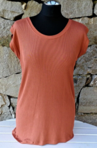 Italian Silk Knit Tank Top Orange T-Shirt Ribbed Sleeveless Women Vintag... - £12.20 GBP